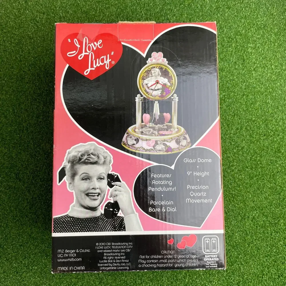 I Love Lucy Anniversary Clock Porcelain Base & Dial Glass Dome